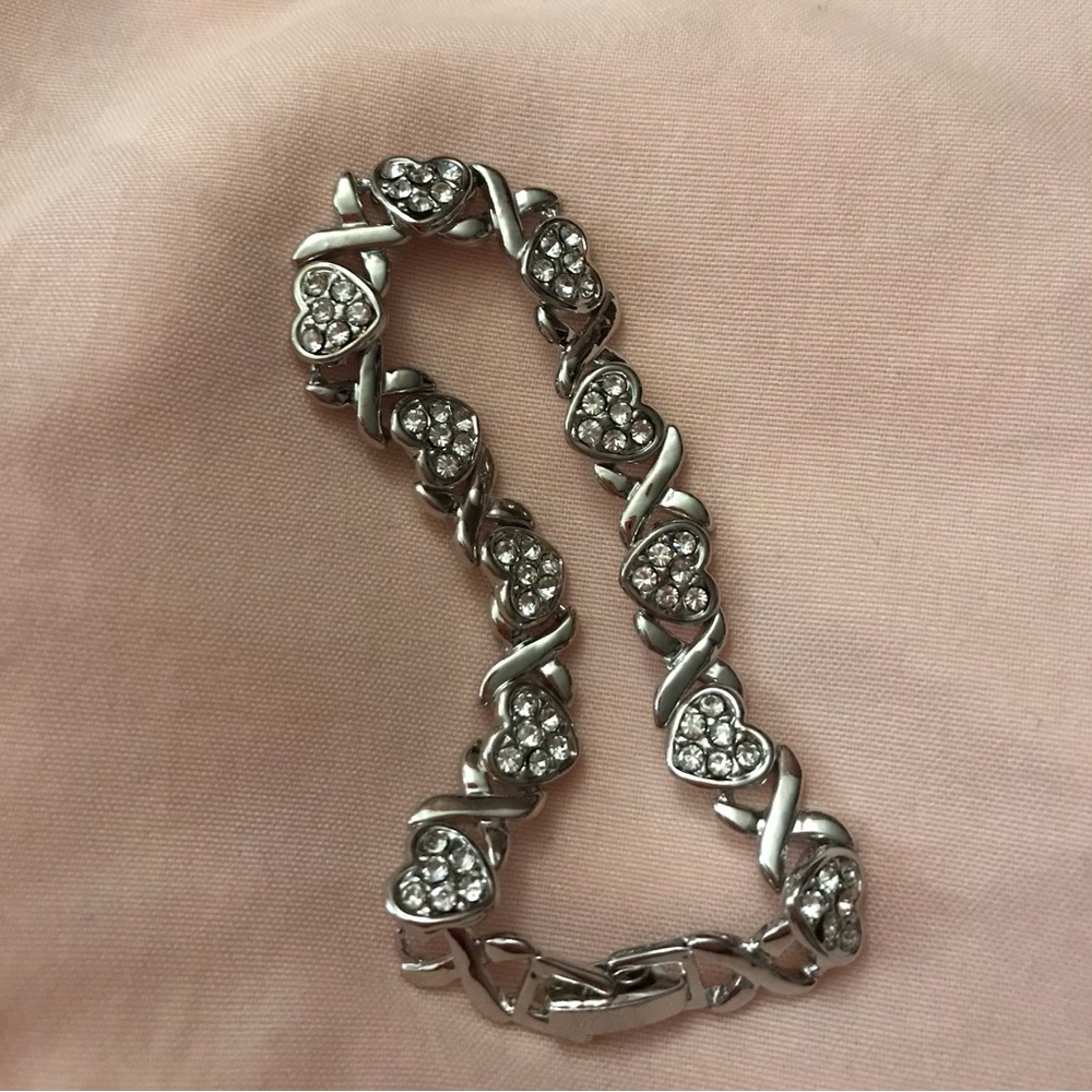 3/85 - Heart bracelet fancy cubic zirconia sterling silver